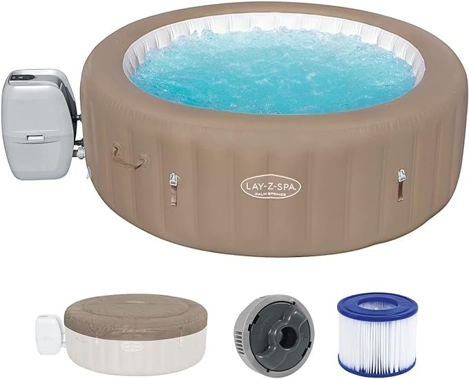 BESTWAY Spa Hinchable Lay Z Spa Palm Springs Airjet para 4 6 personas 196x71 cm Beige