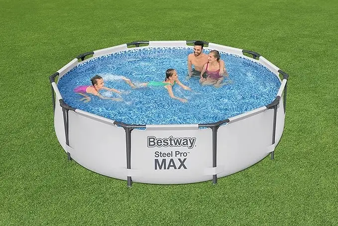 Bestway® Steel Pro MAX™ Set de Piscina con Bomba de Filtro 305 x 76 cm Redonda Color Gris