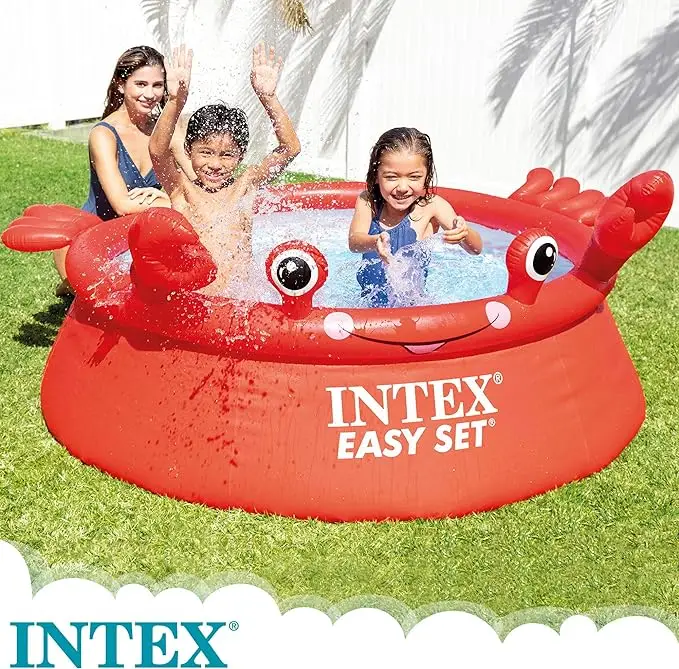 Intex 26100NP Piscina hinchable Easy Set 183x51 cm 880 litros Piscina diseno cangrejo color rojo Para ninos a partir de 3 anos