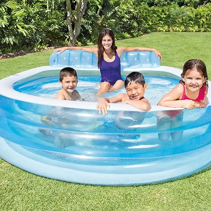 Intex 57190Np Piscina Hinchable con Sillon 229 X 218 X 79 Cm 640 litros 66634 Inflador Electrico con Adaptadores 220 240V
