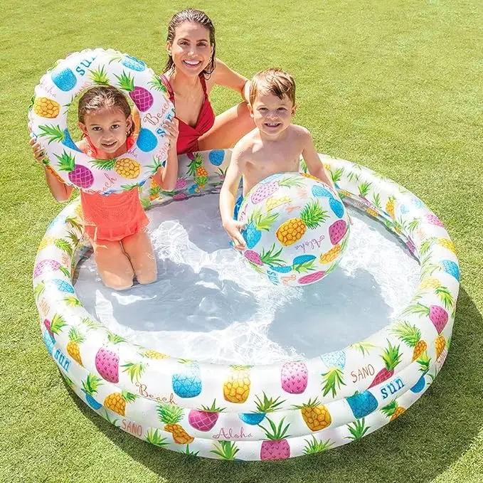 Intex Piscina Flotador y Pelota 51 cm 132x28 cm y 248 l Agua Multicolor y 56585EU Flotador Hinchable bebe 70 cm Circular de 6 a 12 Meses 1