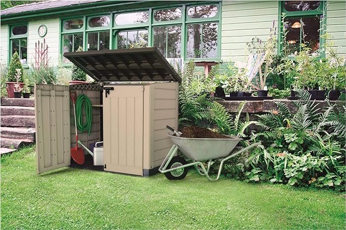 Keter Sio Max Cobertizo de jardin exterior Capacidad 1200L Color Topo Beige 145.5 x 125 x 82 cm