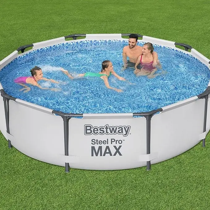 Bestway MAX Steel Pro Piscina con marco redondo con bomba de filtrado gris 305 m multicolor